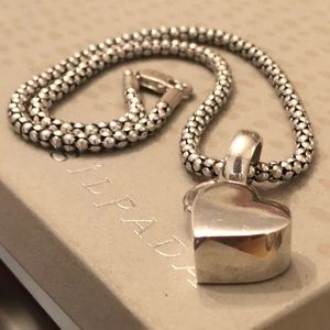 Vintage Silpada Chunky Sterling Silver Heart Pendant on Popcorn Chain Necklace